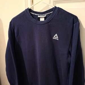 Reebok Mens Navy Blue Crewneck Sweatshirt Embroidered Delta Logo Small RN117927